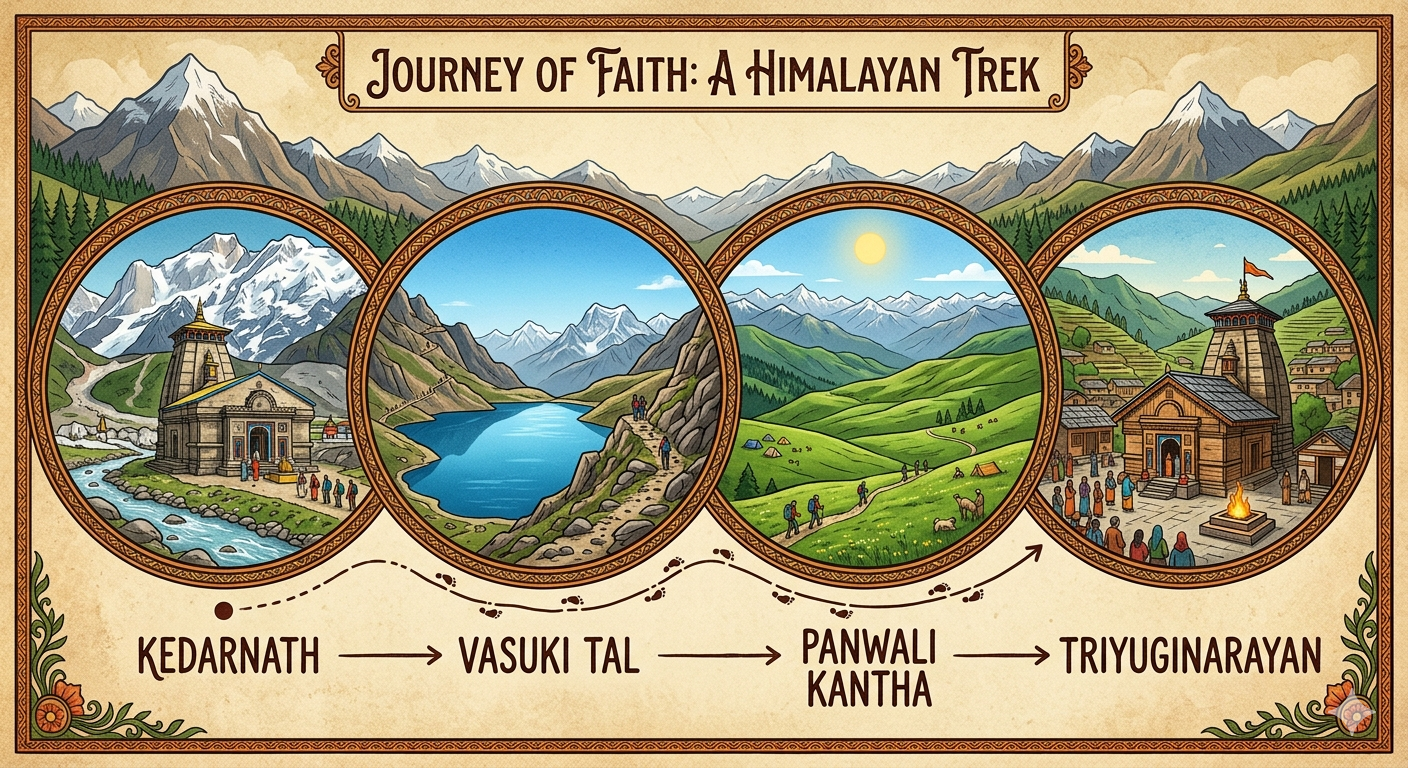 Kedarnath → Vasuki Tal → Panwali Kantha (optional) → Triyuginarayan